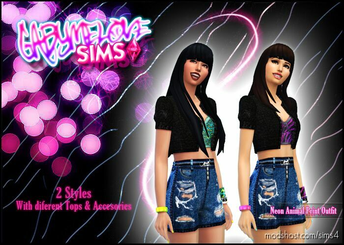 Neon Animal Print Night Outfit for Sims 4