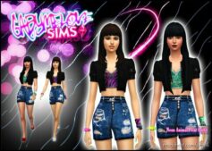 Sims 4 Female Clothes Mod: Neon Animal Print Night Outfit (Image #2)