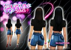 Sims 4 Female Clothes Mod: Neon Animal Print Night Outfit (Image #3)