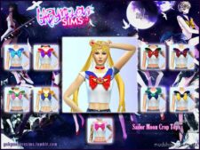 Sims 4 Female Clothes Mod: Sailor Moon Crop Tops for women (Image #2)