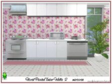 Sims 4 Mod: Floral Painted Timber Walls Marcorse (Image #3)