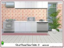 Sims 4 Mod: Floral Painted Timber Walls Marcorse (Image #4)