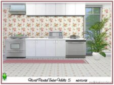 Sims 4 Mod: Floral Painted Timber Walls Marcorse (Image #6)