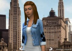 Sims 4 Adult Clothes Mod: Puppy Aesthetic Denim Jacket (Image #9)