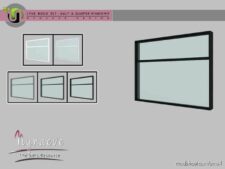 Lyne Build SET – Half Wall Window – 2×1 Closed for The Sims 4