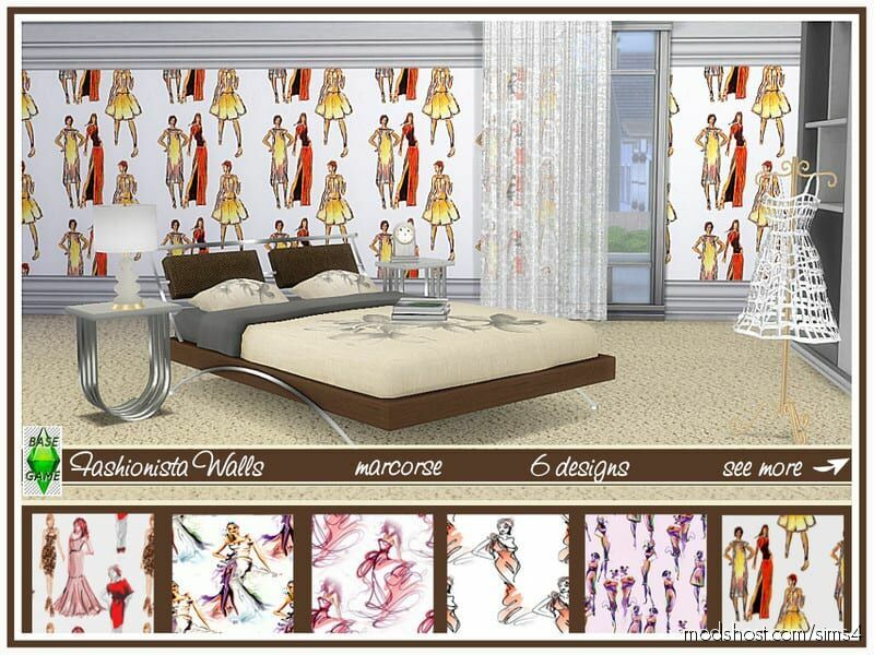 Fashionista Walls Marcorse for The Sims 4