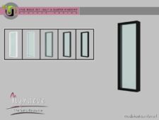 Lyne Build SET – Half Wall Window – 1×1 Left for The Sims 4