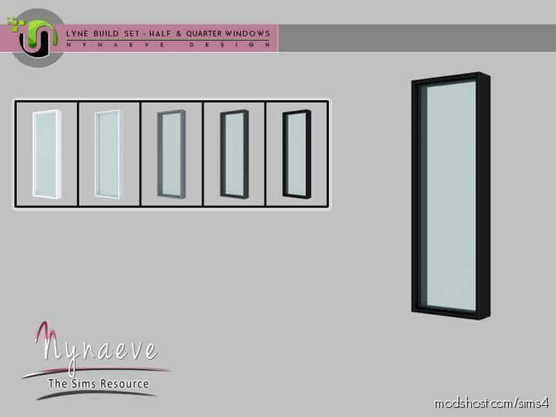 Lyne Build SET – Half Wall Window – 1×1 Right for The Sims 4