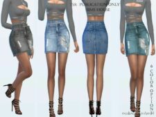 Sims 4 Female Clothes Mod: Denim Skirt With Belt (Featured)