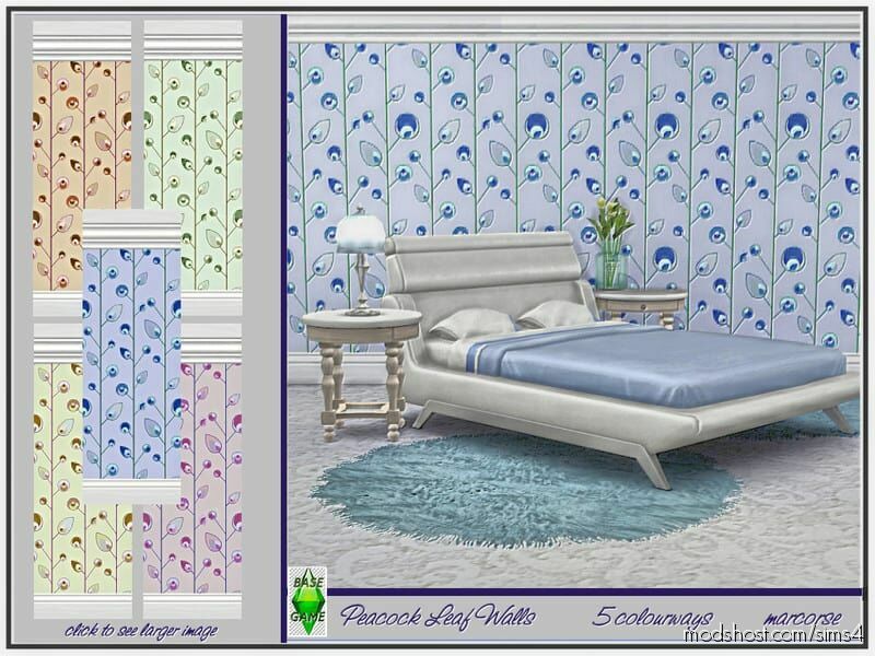 Peacock Leaf Walls Marcorse for The Sims 4