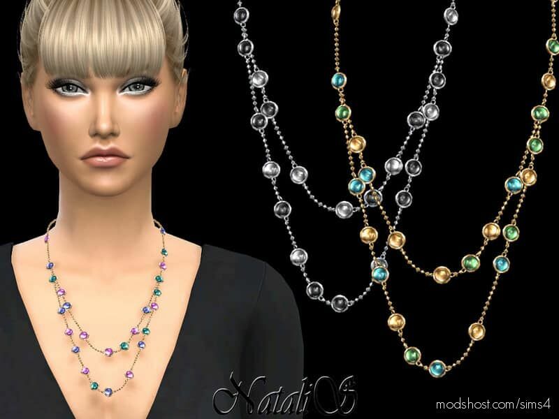 Natalis Mixed Gemstones Double Chain for The Sims 4