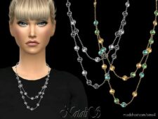 Sims 4 Accessory Mod: Natalis Mixed Gemstones Double Chain (Image #2)