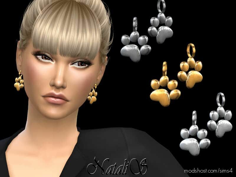 Natalis CAT PAW Earrings for The Sims 4