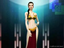 Sims 4 Female Clothes Mod: Princess Leia Bikini Outfit, Maxis Match (Image #2)