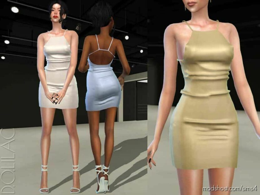 Open-Back Silk Dress for The Sims 4