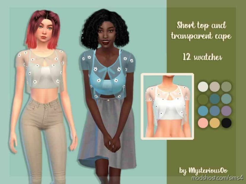 Short TOP And Transparent Cape for The Sims 4