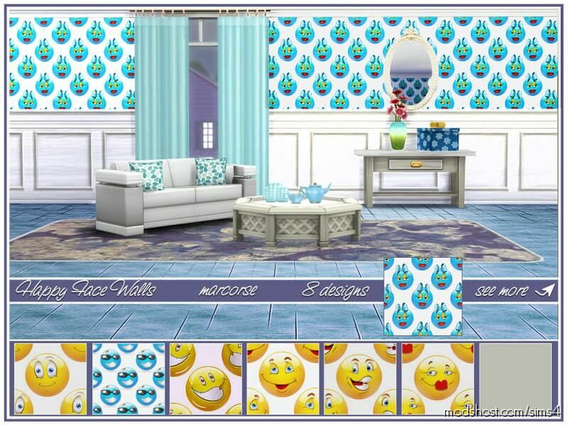 Happy Face Walls Marcorse for The Sims 4