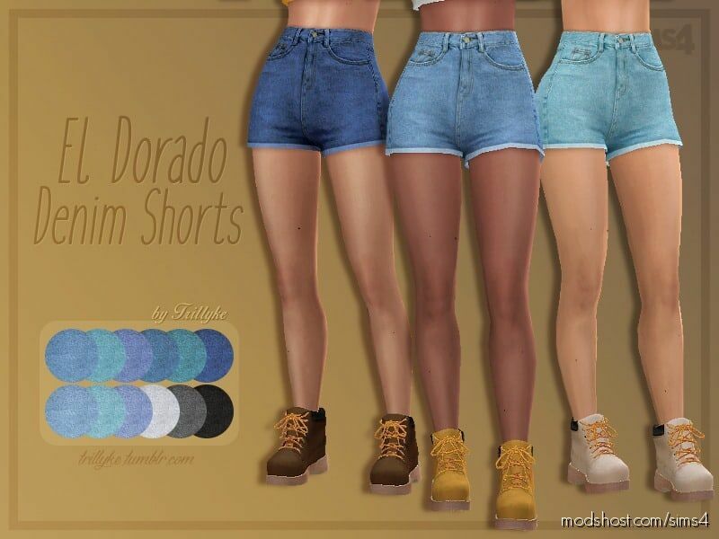 Trillyke – EL Dorado Denim Shorts for The Sims 4