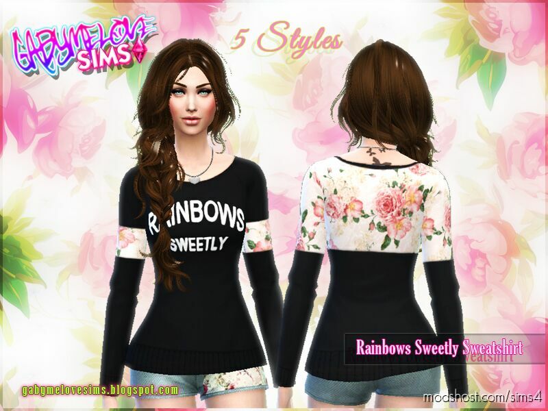 Rainbows Sweetly Sweatshirt ~ Asian Fashion for The Sims 4