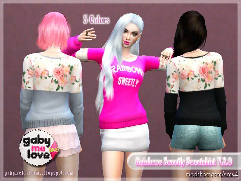 Rainbows Sweetly Sweatshirt V.2.0 ~ Asian Fashion for The Sims 4