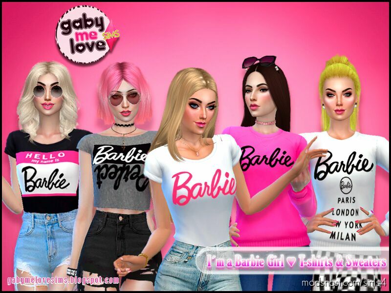 I'm a Barbie Girl ♥ T-Shirts & Sweaters Sims 4 Clothes Mod - ModsHost