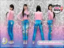 Sims 4 Female Clothes Mod: GML’s Patched Boyfriend Jeans (Image #4)