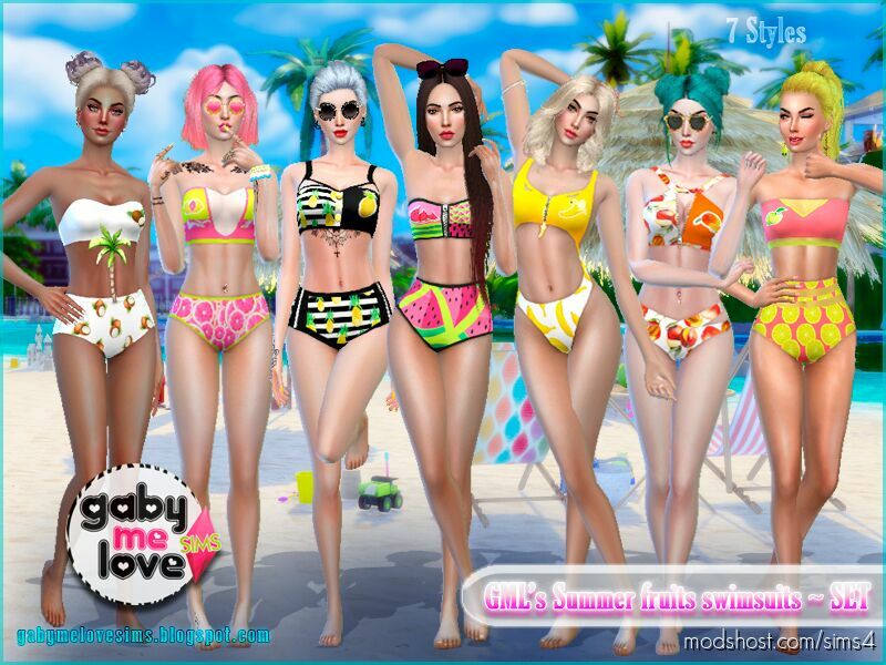 GML’s Summer fruits swimsuits ~ SET for The Sims 4