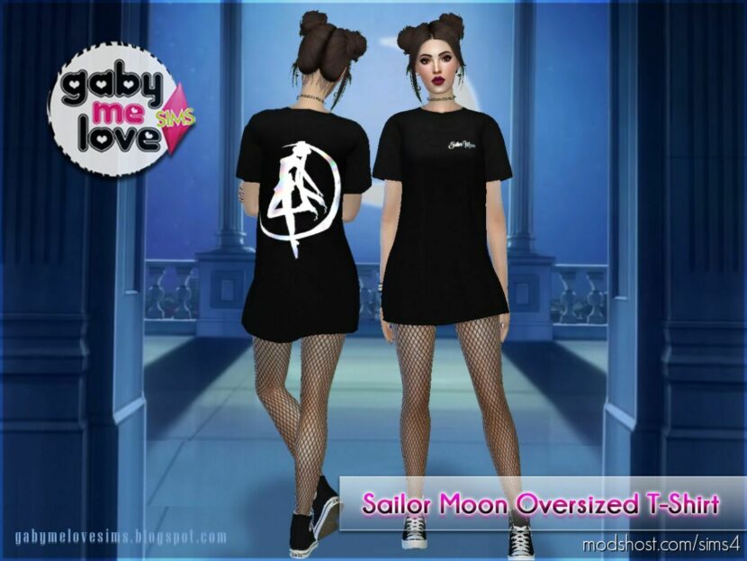 Sailor Moon Oversized T-Shirt for women for The Sims 4