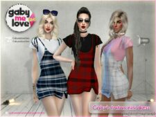 Gaby’s tartan mini dress for women for The Sims 4