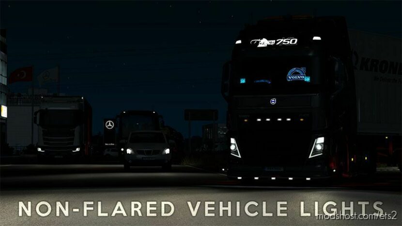 NON-FLARED VEHICLE LIGHTS V5.1 1.44 for Euro Truck Simulator 2