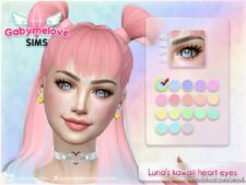 Luna’s kawaii heart eyes, contact & default for The Sims 4