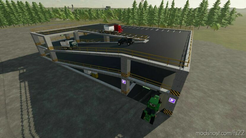 FS22 Placeable Mod: Three-Level Parking (Featured)