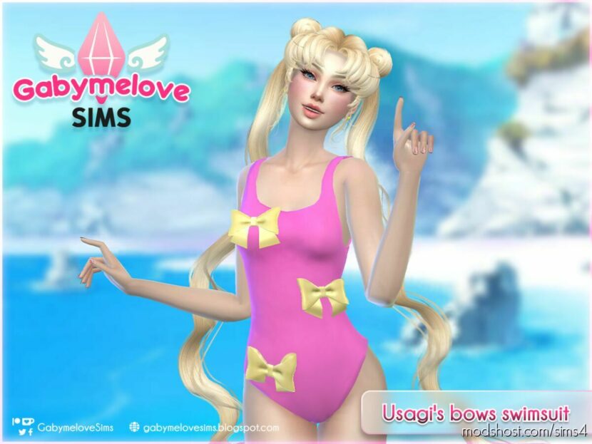 Sailor Moon: Usagi’s bows swimsuit for women for The Sims 4