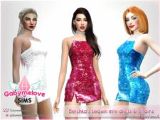 Bershka’s sequin mini dress & chains for The Sims 4