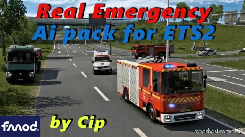 Real Emergency AI Pack V1.1 [1.44]-1.45 for Euro Truck Simulator 2
