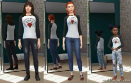 Sims 4 Clothes Mod: Simlish “Hellfire Club” Shirt From Stranger Things (Image #2)