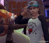 Sims 4 Clothes Mod: Simlish “Hellfire Club” Shirt From Stranger Things (Image #4)