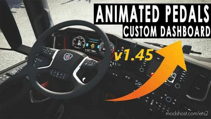 ANIMATED STEERING WHEELS AND PEDALS V1.45 for Euro Truck Simulator 2