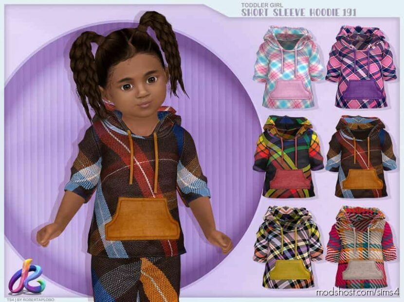 Toddler Girl Short Sleeve Hoodie 191 for Sims 4