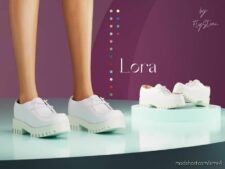 “Lora” Beige Suede Lace-Up Loafers for Sims 4