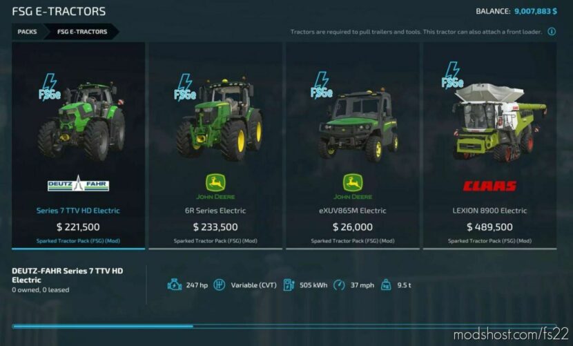 Electric Tractor Pack for Farming Simulator 22