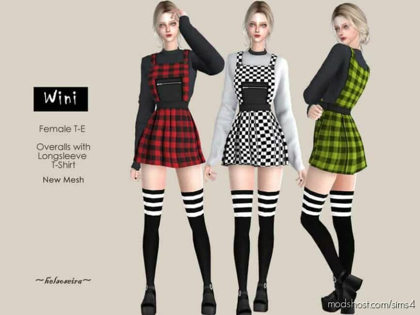 Wini – Overalls Short Dress for Sims 4