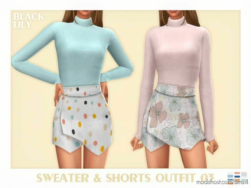 Sweater & Shorts Outfit 03 for Sims 4