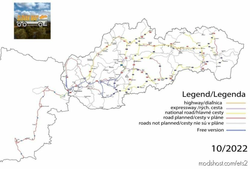 Slovakia Map By Kapo944 V 6.6.1 [1.45] Free for Euro Truck Simulator 2