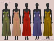 Quinn Strappy Satin Dress for Sims 4