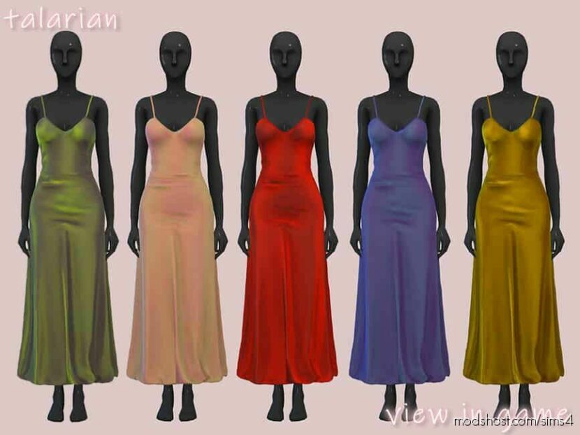 Quinn Strappy Satin Dress for Sims 4