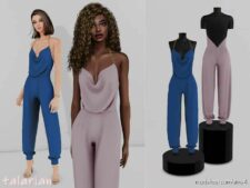 Sims 4 Female Clothes Mod: Caroline Chain Jumpsuit (Image #2)