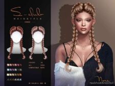 Long Double Braids Hairstyle (Nora011022) By S-Club for Sims 4