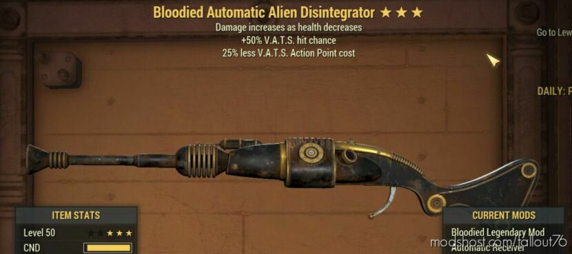 Black And Gold Alien Disintegrator for Fallout 76