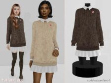 Sims 4 Female Clothes Mod: Gabriella Outfit With A Sweater (Image #2)